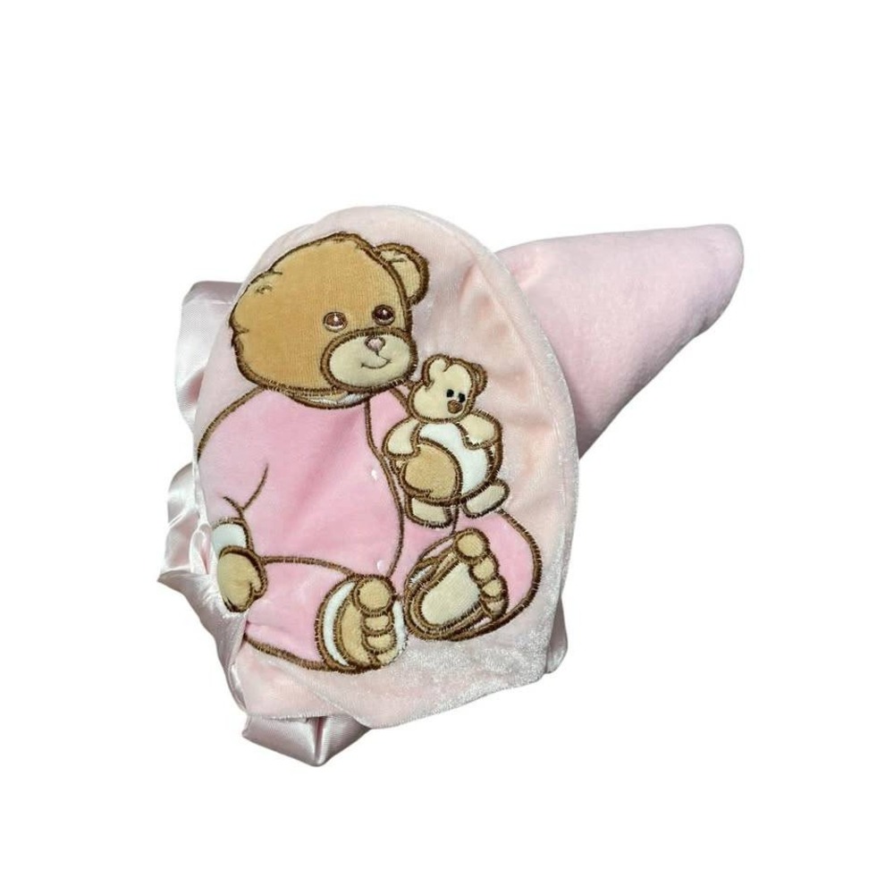 Baby Girl Lovey Security Blanket Pink Fleece 21" x 23" Fold Pocket Teddy‎ Bear